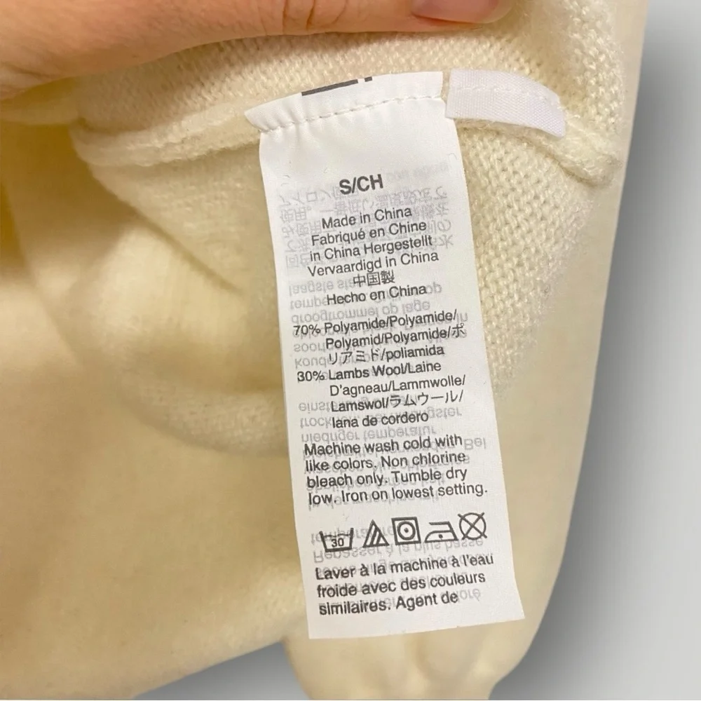 J. Crew‎ Crewneck sweater with jeweled buttons Cream Sz S